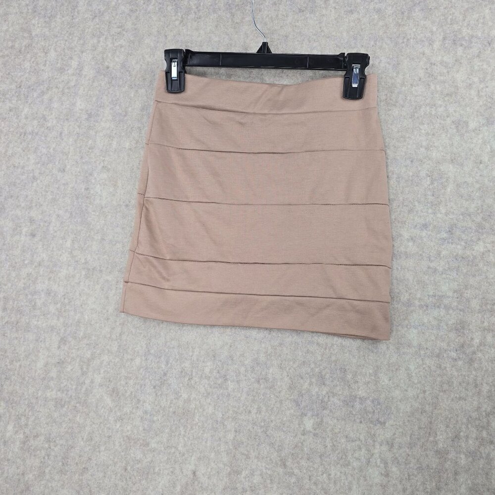 Hot Gal Womens Tan Bandage Skirt Small Stretch Blend Polyester/Rayon/Spandex